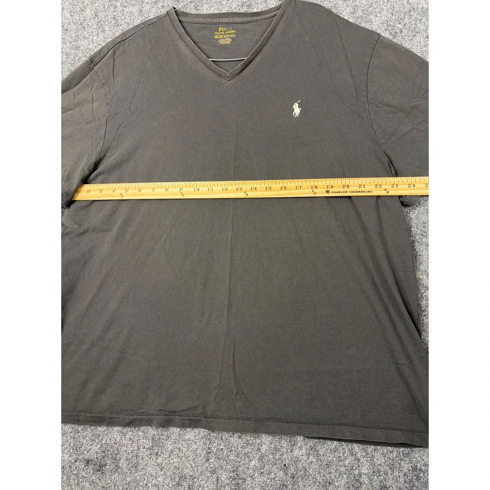 Polo Ralph Lauren Mens V-Neck T-Shirt XXL Gray Short Sleeve Pony Logo Cotton